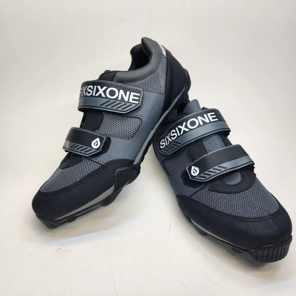 Mens Size 8 Sixsixone Expert Road Bike Cycling Shoes Clip In Grey Black